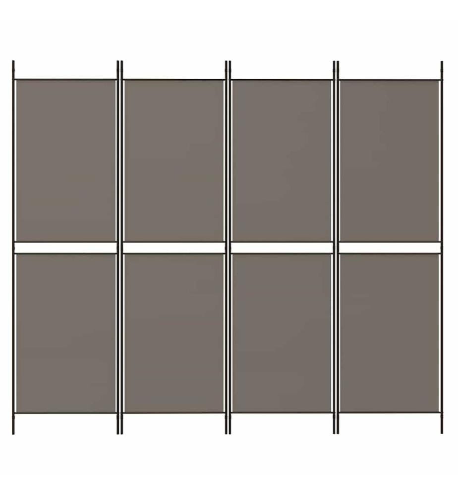 4-tlg. Paravent Anthrazit 200x220 cm Stoff