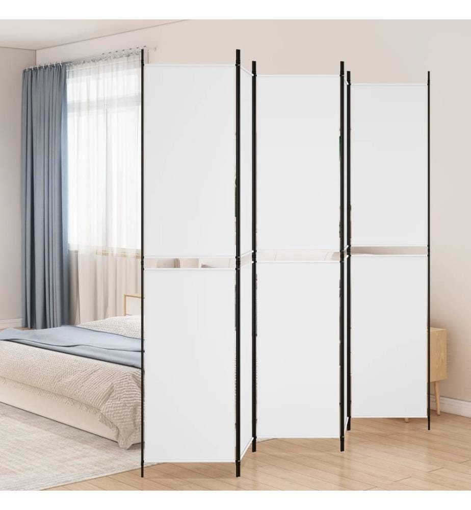 5-tlg. Paravent Weiss 250x220 cm Stoff