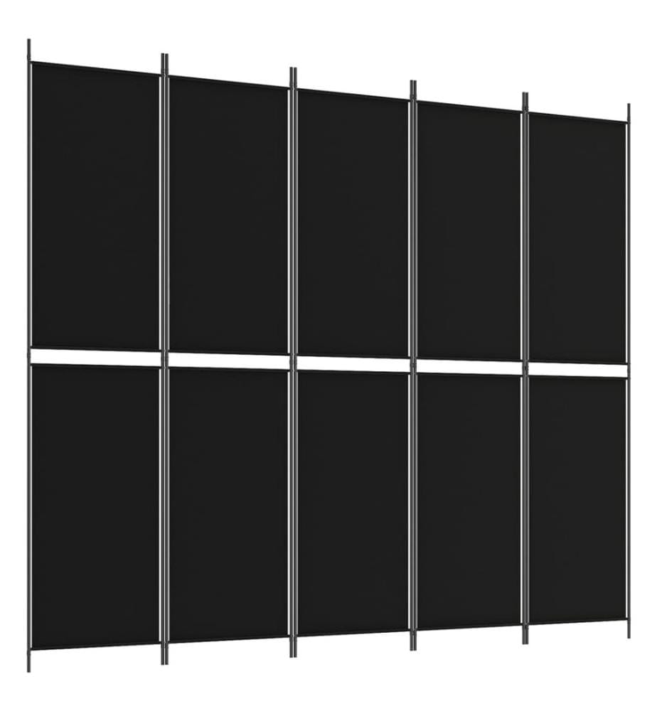 5-tlg. Paravent Schwarz 250x220 cm Stoff