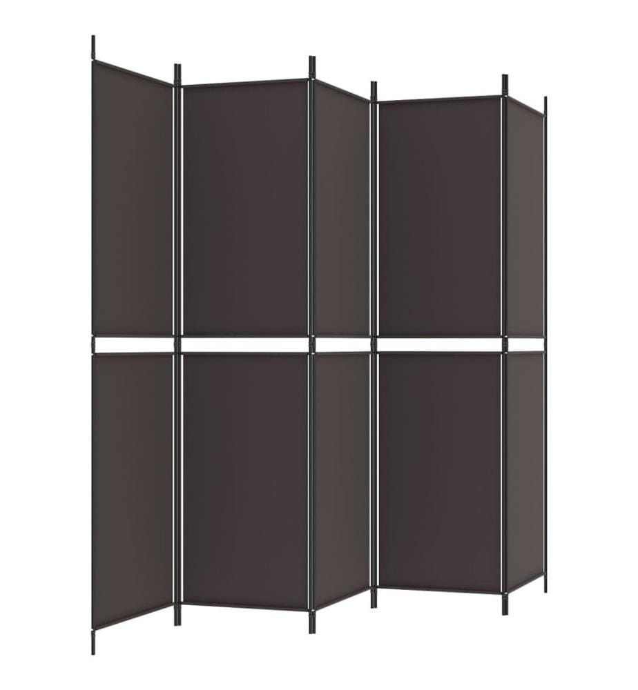6-tlg. Paravent Braun 300x220 cm Stoff