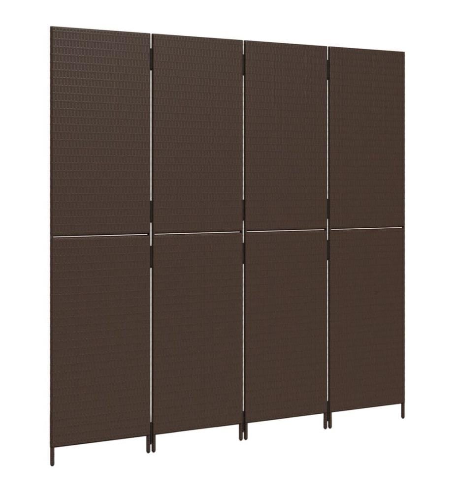 Paravent 4-tlg. Braun Poly Rattan