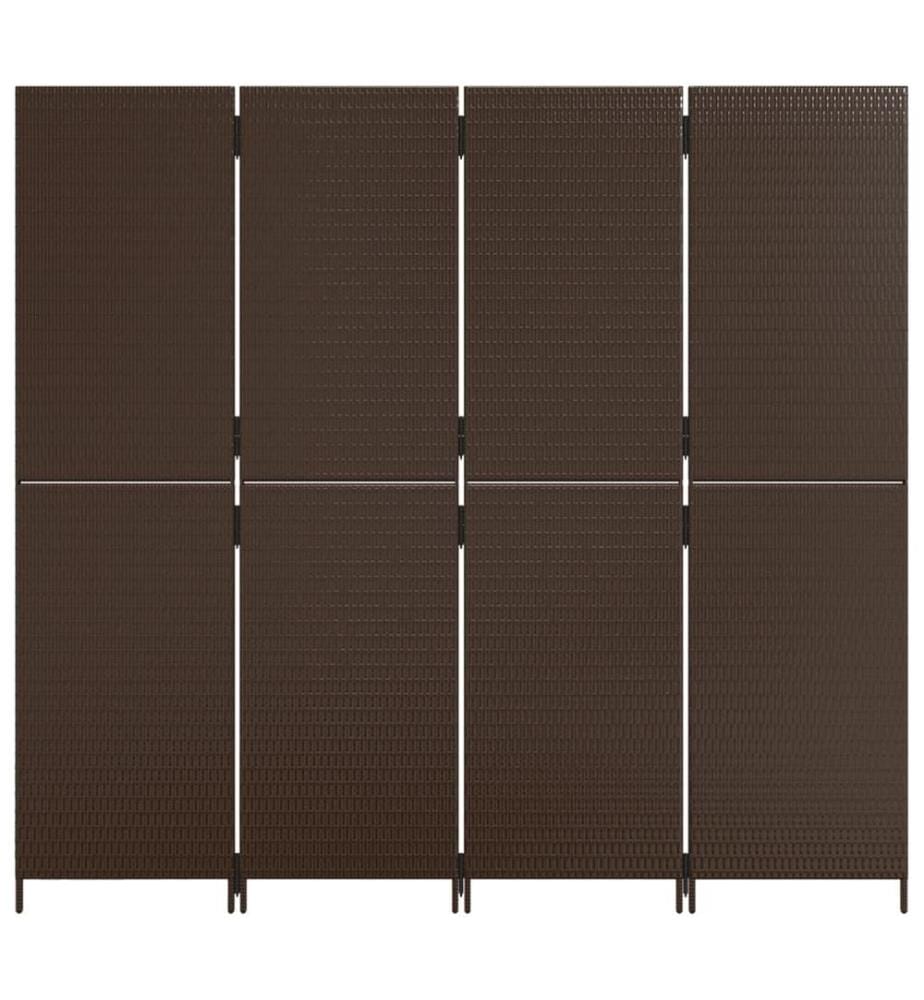 Paravent 4-tlg. Braun Poly Rattan