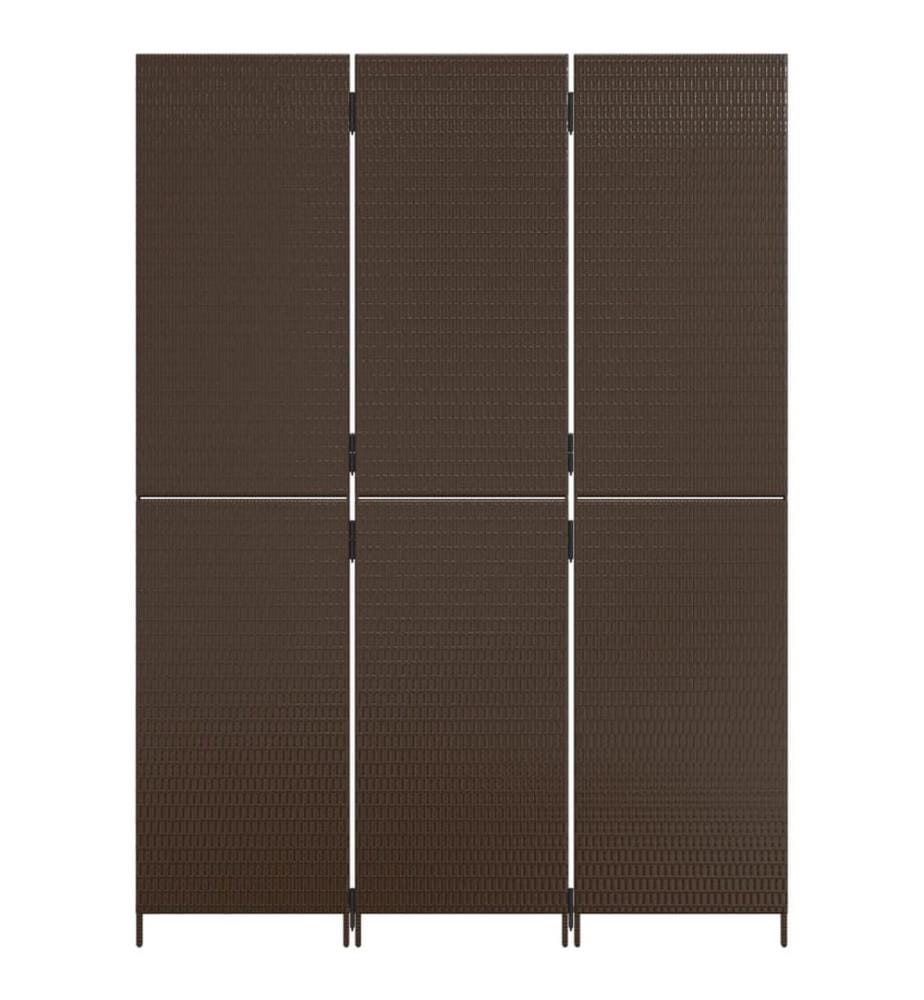 Paravent 3-tlg. Braun Poly Rattan