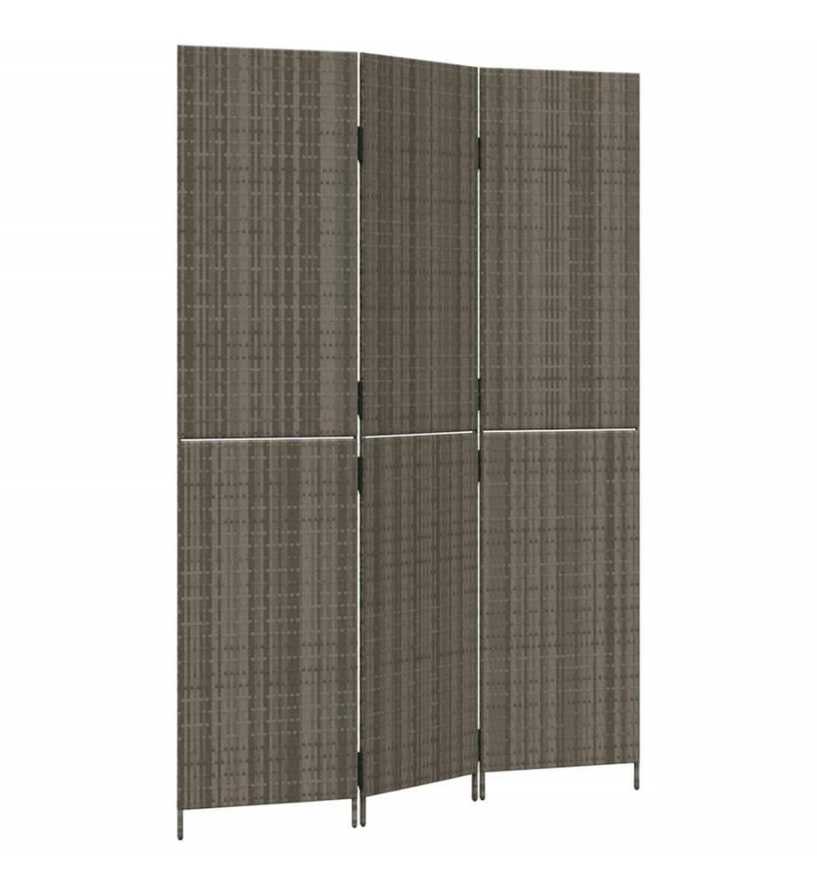 Paravent 3-tlg. Grau Poly Rattan
