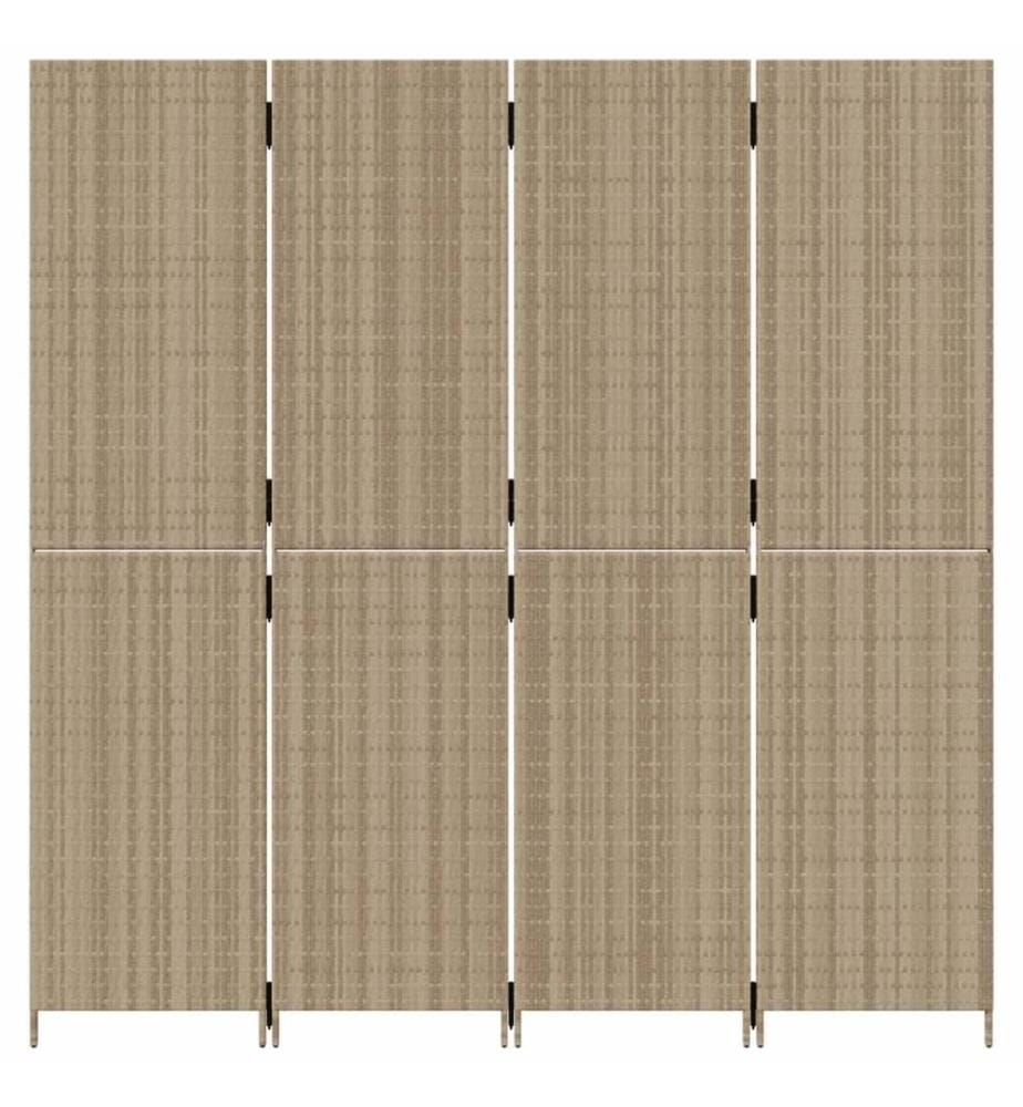 Paravent 4-tlg. Beige Poly Rattan