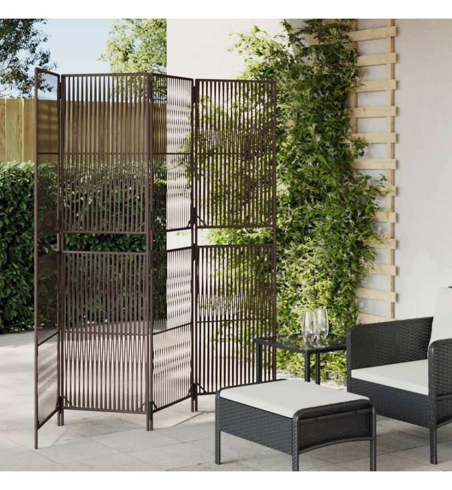 Paravent 4-tlg. Braun Poly Rattan