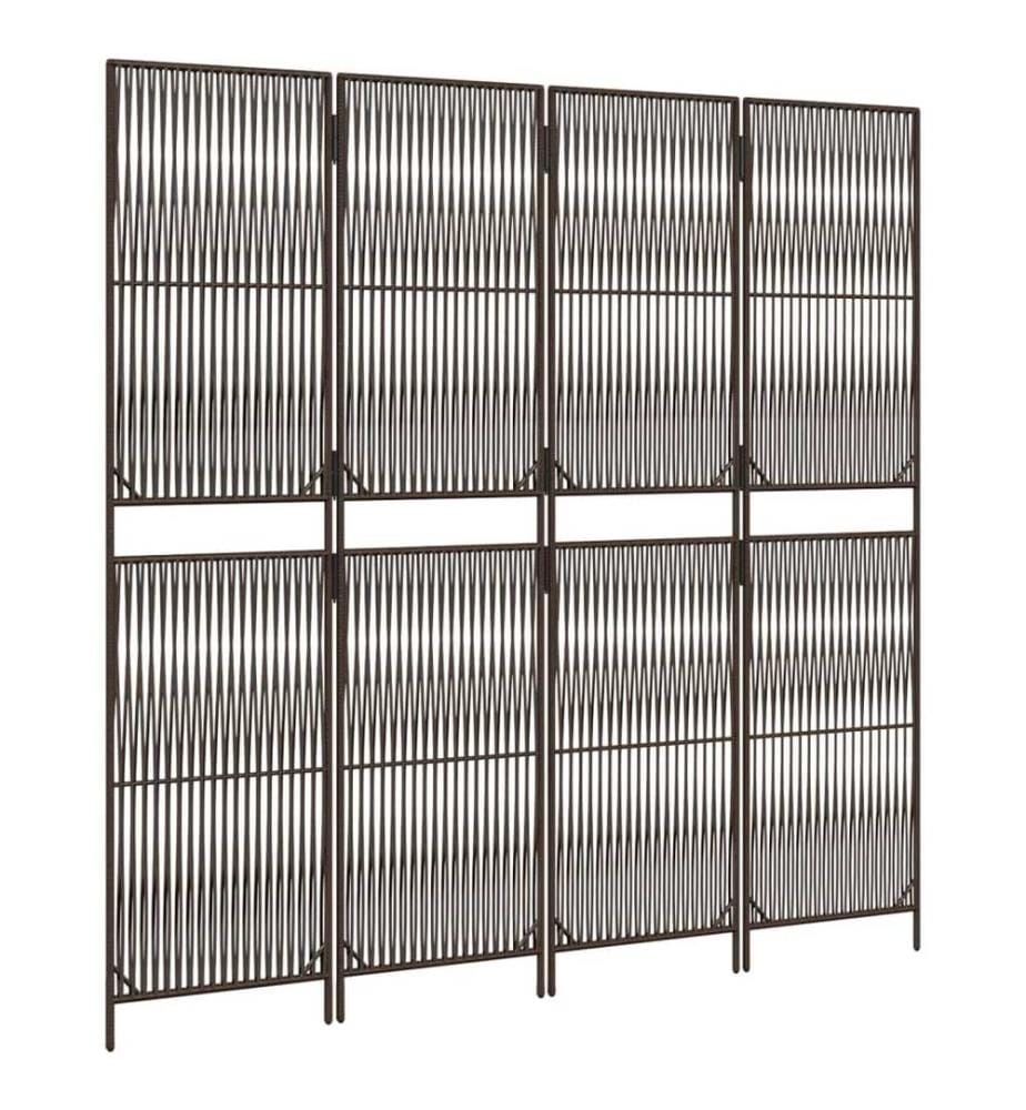 Paravent 4-tlg. Braun Poly Rattan