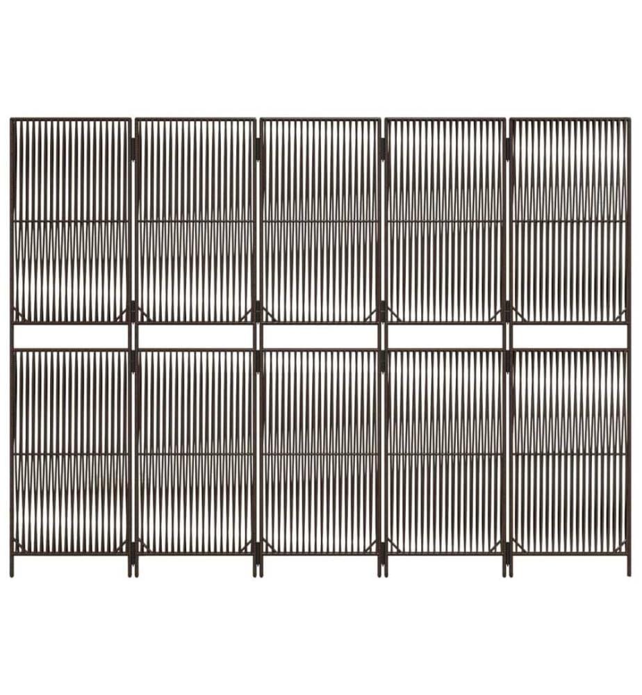 Paravent 5-tlg. Braun Poly Rattan