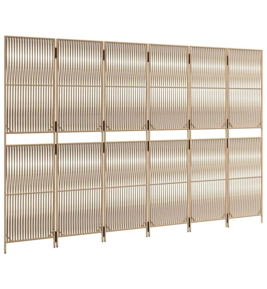 Paravent 6-tlg. Beige Poly Rattan