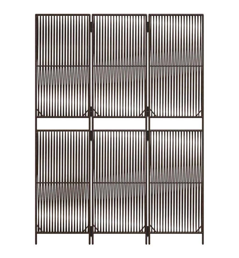 Paravent 3-tlg. Braun Poly Rattan