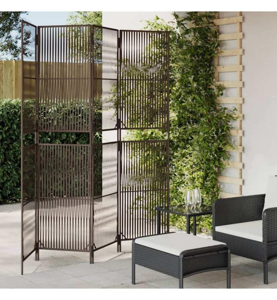 Paravent 4-tlg. Braun Poly Rattan