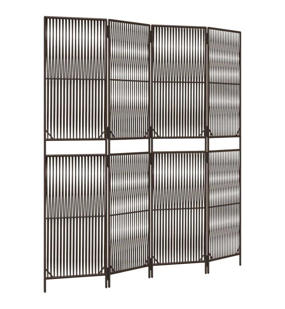 Paravent 4-tlg. Braun Poly Rattan