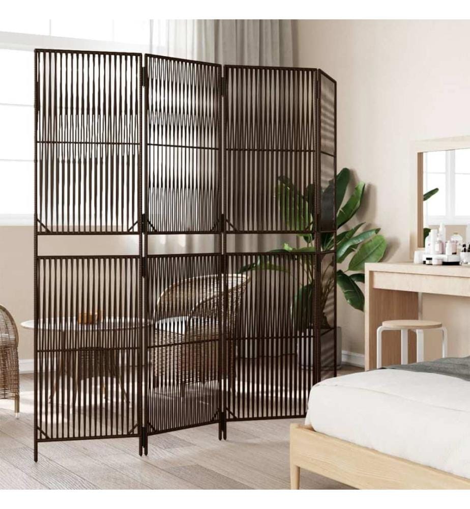Paravent 4-tlg. Braun Poly Rattan