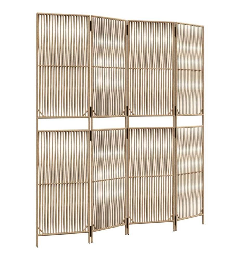 Paravent 4-tlg. Beige Poly Rattan