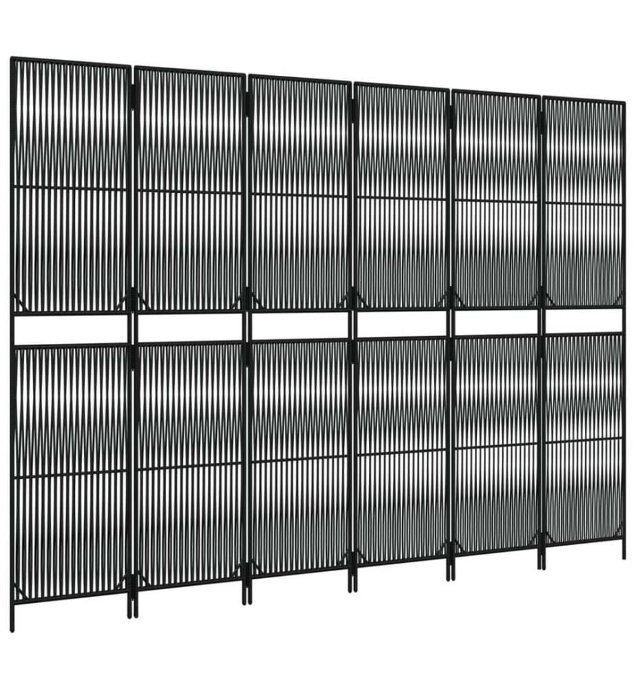 Paravent 6-tlg. Schwarz Poly Rattan