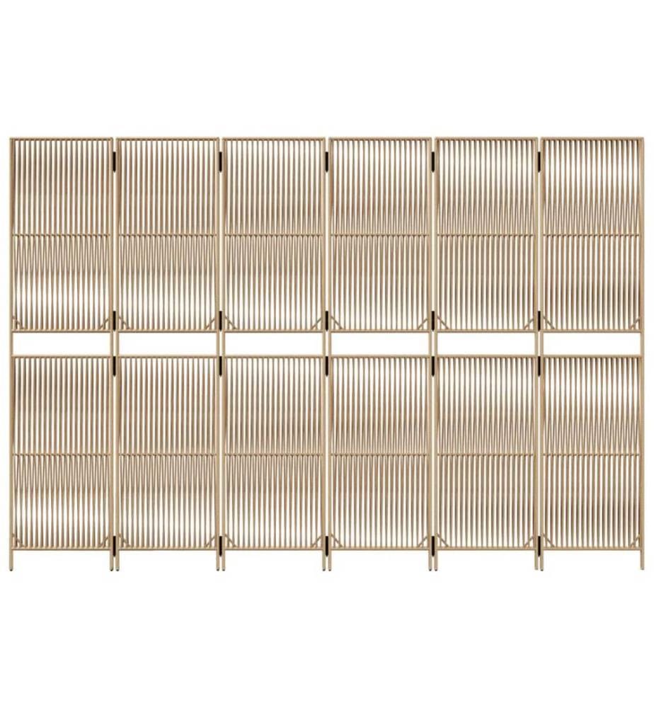 Paravent 6-tlg. Beige Poly Rattan