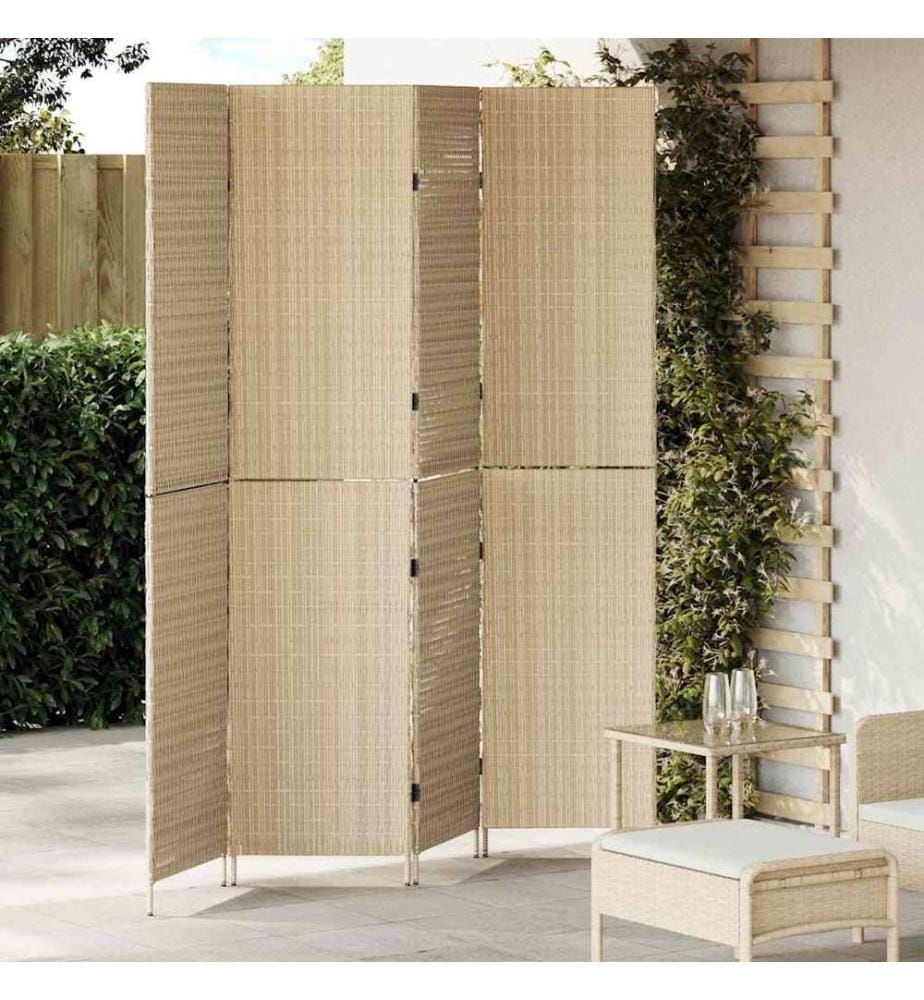 Paravent Beige 195 x 180 cm polyrotin