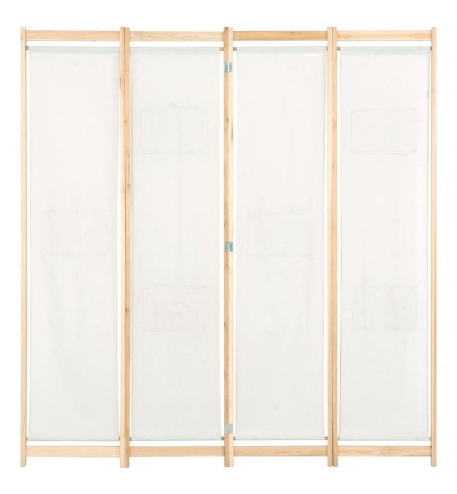 Cloison de séparation 4 panneaux Crème 160x170x4 cm Tissu
