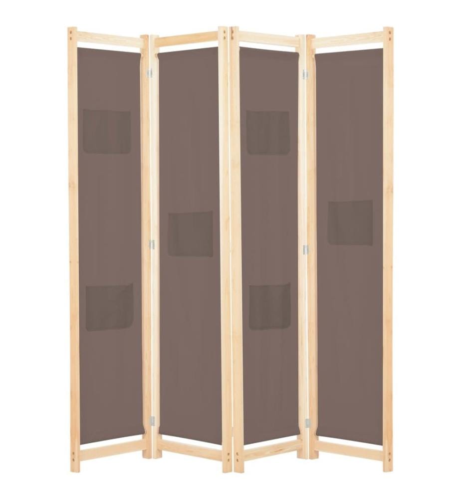 4-teiliger Raumteiler Braun 160 x 170 x 4 cm Stoff