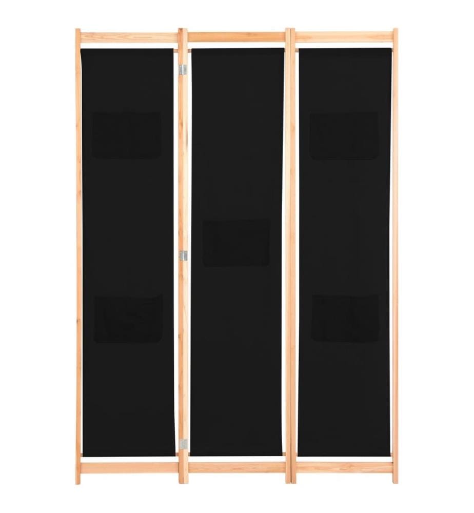 3-teiliger Raumteiler Schwarz 120 x 170 x 4 cm Stoff