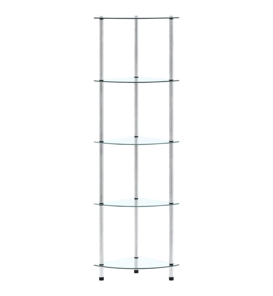 Regal mit 5 Ablagen Transparent 30x30x130 cm Hartglas