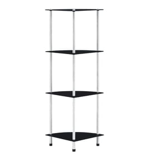 Regal mit 4 Ablagen Schwarz 30x30x100 cm Hartglas