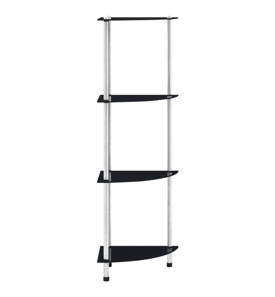 Regal mit 4 Ablagen Schwarz 30x30x100 cm Hartglas
