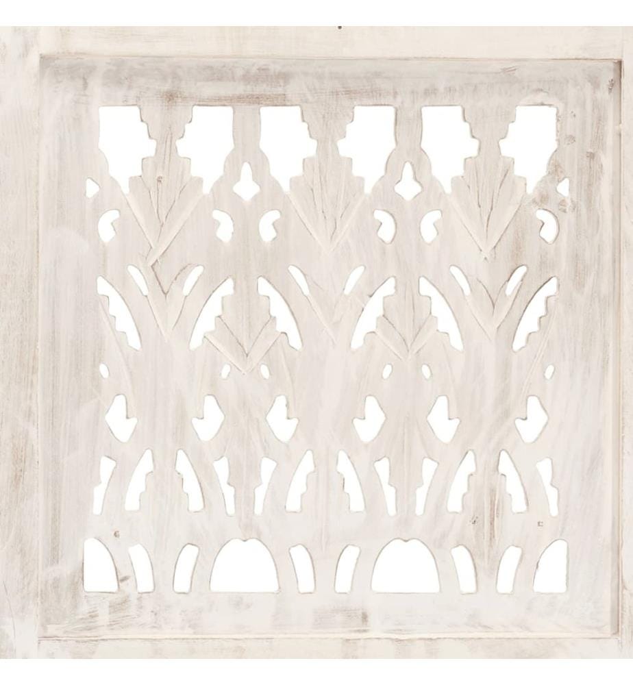 5tlg. Raumteiler Handgeschnitzt Weiss 200×165cm Mango Massivholz