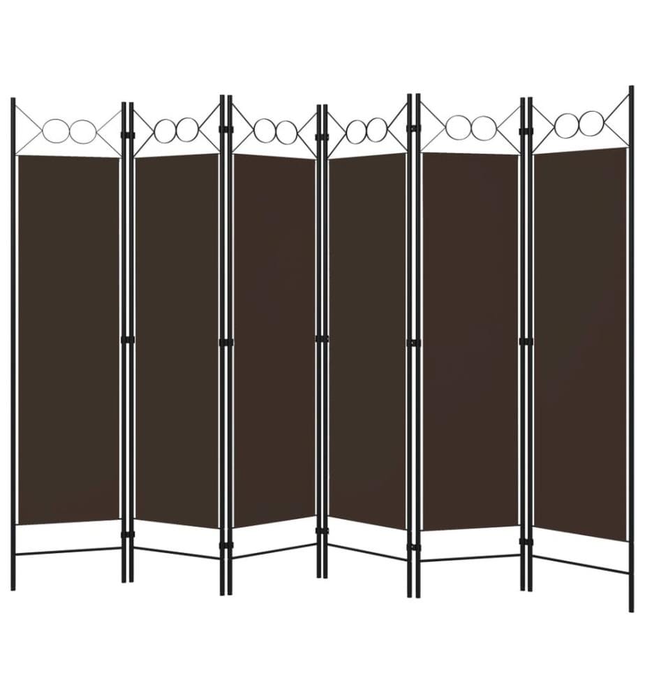 6-tlg. Raumteiler Braun 240 x 180 cm