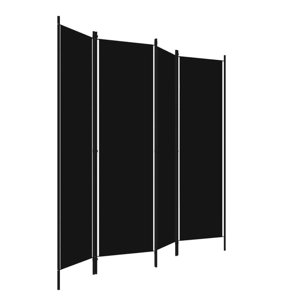 4-tlg. Raumteiler Schwarz 200x180 cm