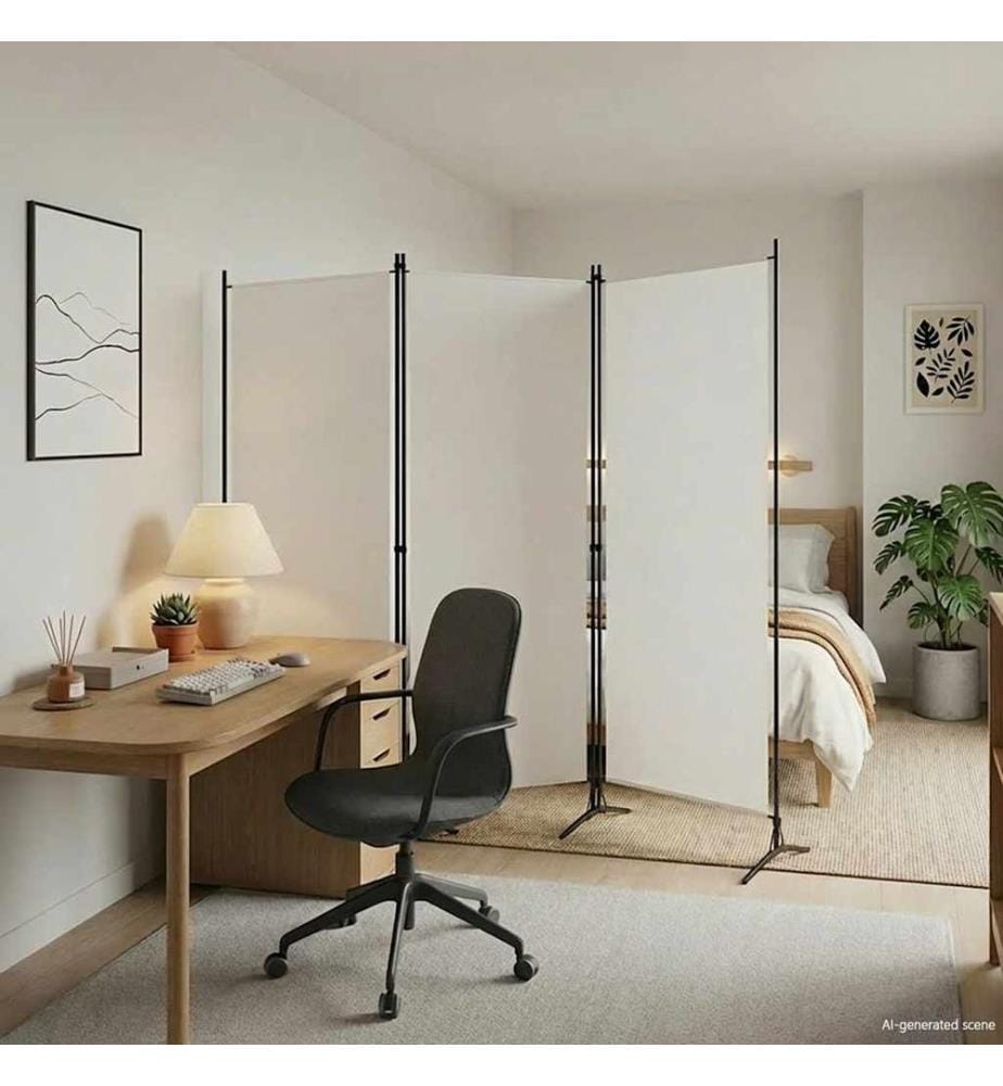 3-tlg. Raumteiler Weiss 260x180 cm Stoff