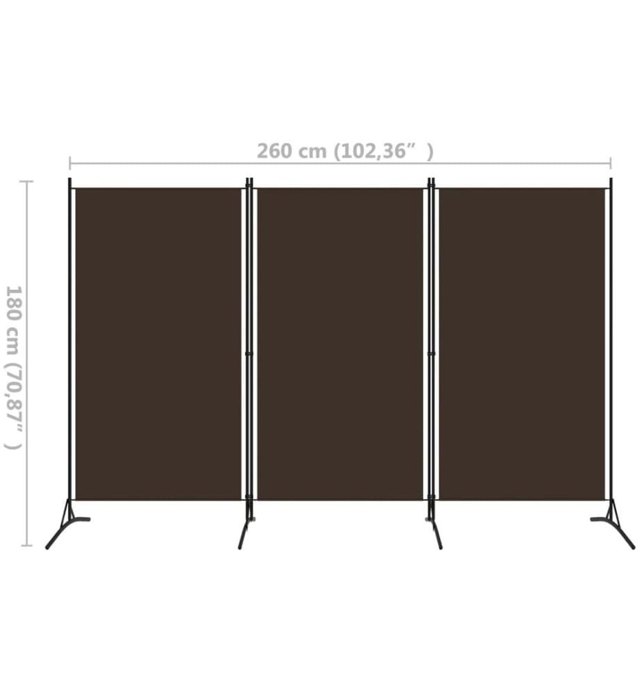 3-tlg. Raumteiler Braun 260x180 cm