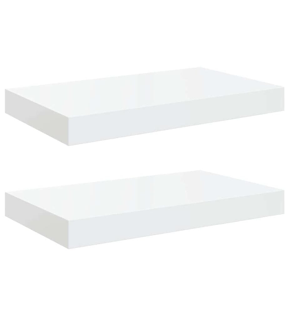 Schweberegale 2 Stk. Hochglanz-Weiss 40x23x3,8 cm MDF
