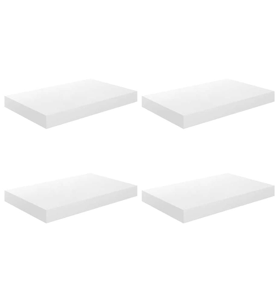 Schweberegale 4 Stk. Hochglanz-Weiss 40x23x3,8 cm MDF