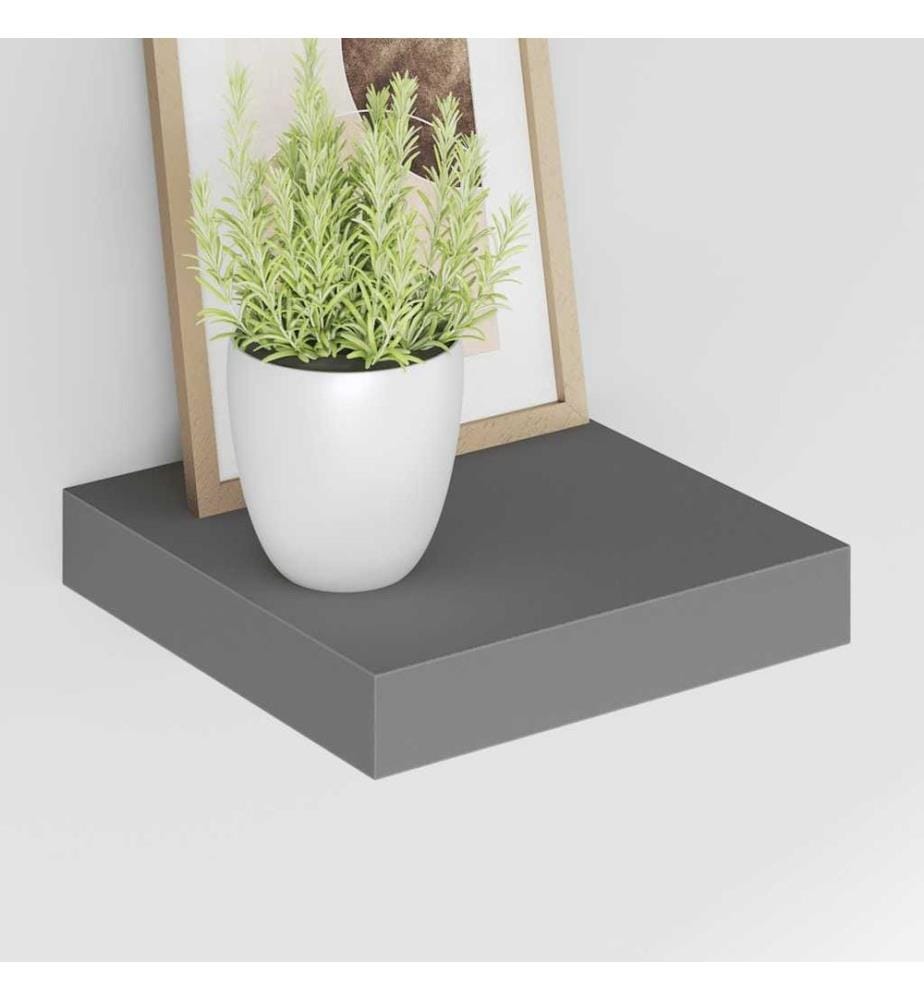 Schweberegale 2 Stk. Hochglanz-Grau 23x23,5x3,8 cm MDF