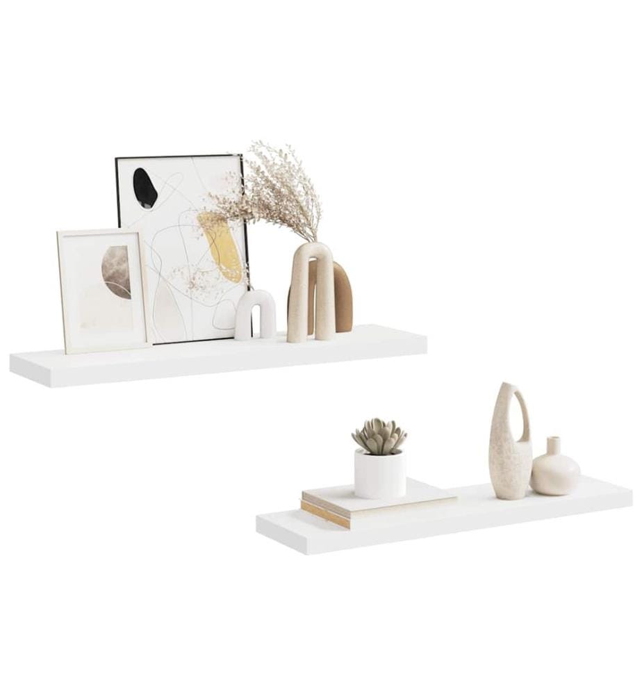 Schweberegale 2 Stk. Weiss 90x23,5x3,8 cm MDF