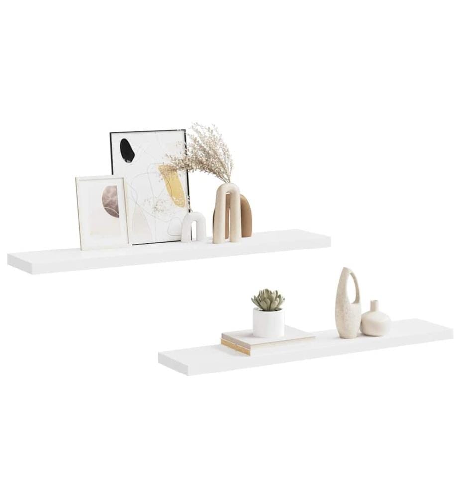 Schweberegale 2 Stk. Weiss 120x23,5x3,8 cm MDF