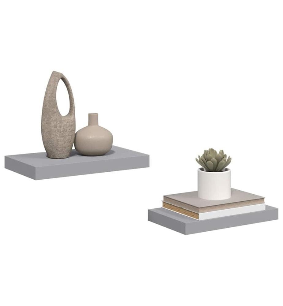 Schwebende Wandregale 2 Stk. Grau 40x23x3,8cm MDF