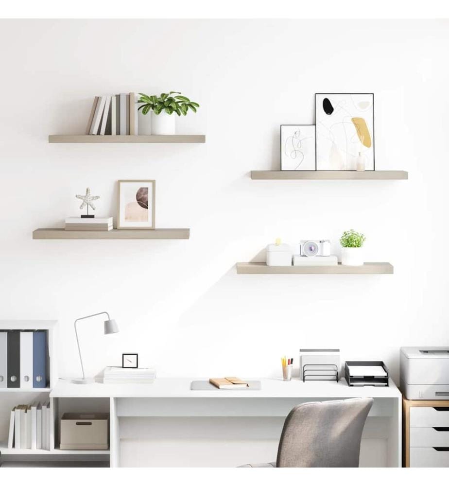 Schweberegale 4 Stk. Eiche-Optik 80x23,5x3,8 cm MDF