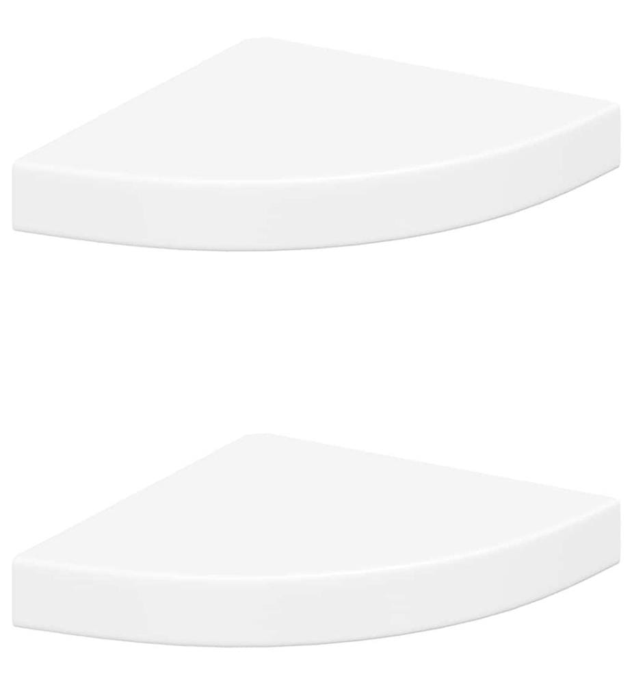 Eck-Schweberegale 2 Stk. Weiss 25x25x3,8 cm MDF