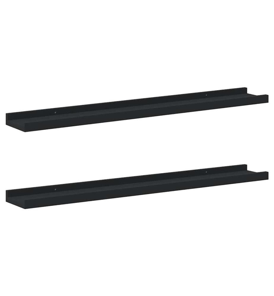 Bilderleisten 2 Stk. Schwarz 80x9x3 cm MDF