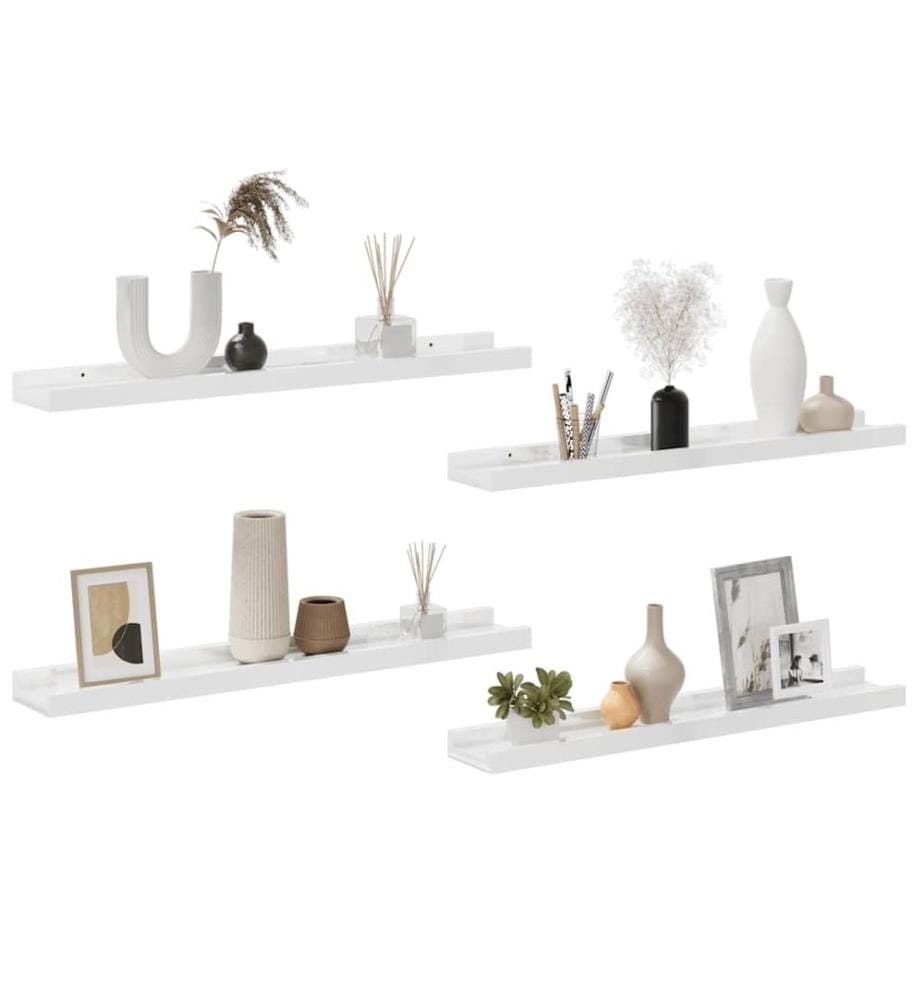 Wandregale 4 Stk. Hochglanz-Weiss 60x9x3 cm