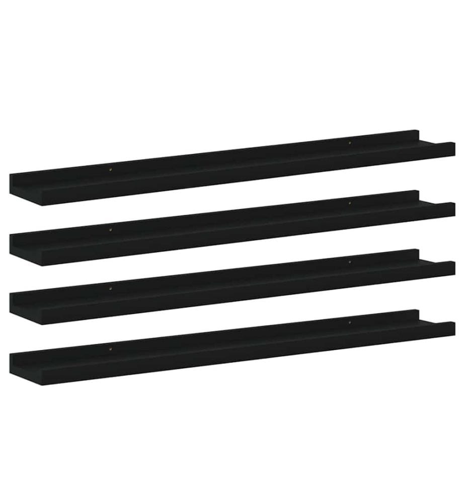 Wandregale 4 Stk. Schwarz 80x9x3 cm