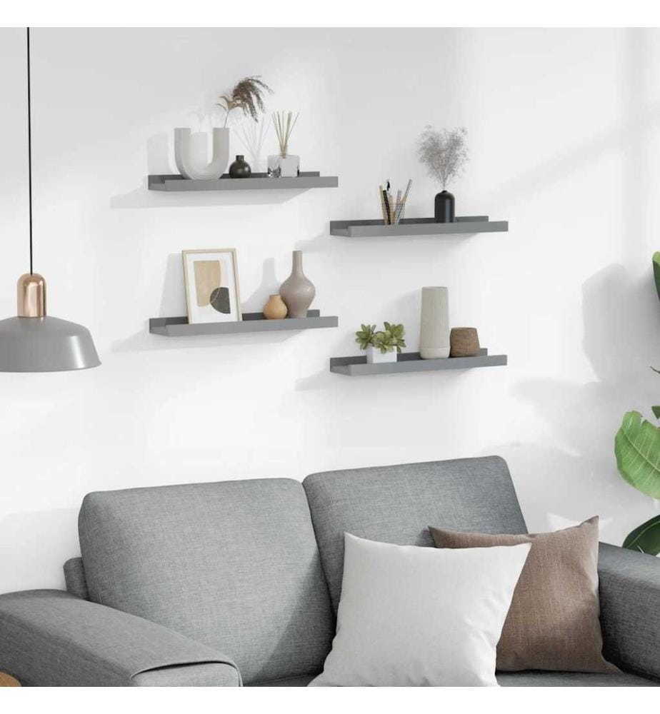 Wandregale 4 Stk. Grau 40x9x3 cm