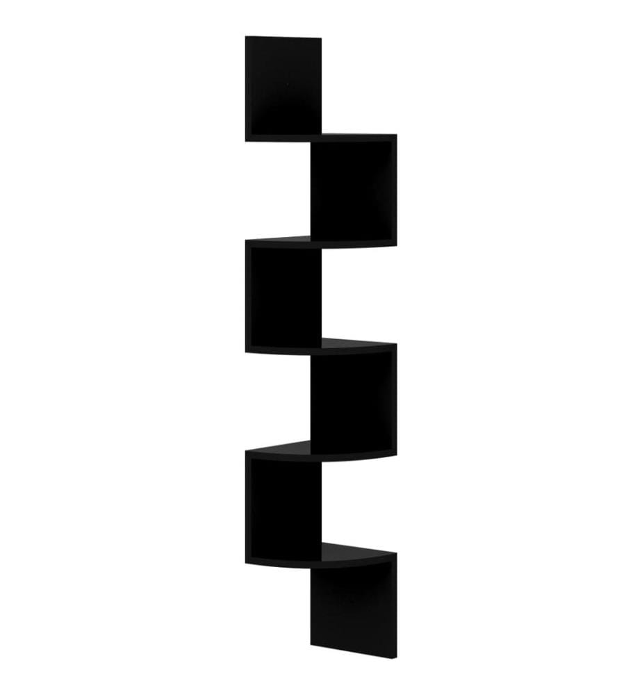 Wand-Eckregal Hochglanz-Schwarz 19x19x123 cm Holzwerkstoff