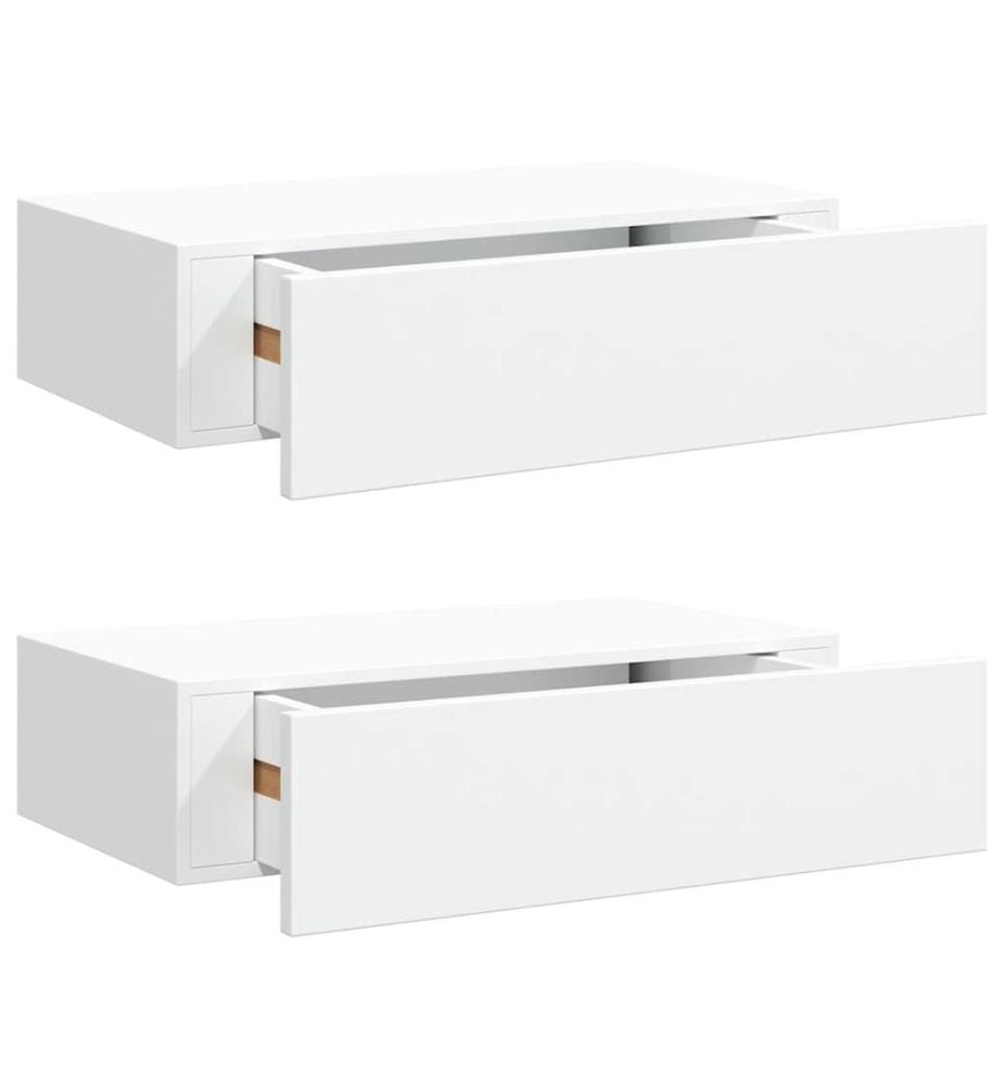 Wandregale mit Schubladen 2 Stk. Weiss 40x23,5x10 cm MDF