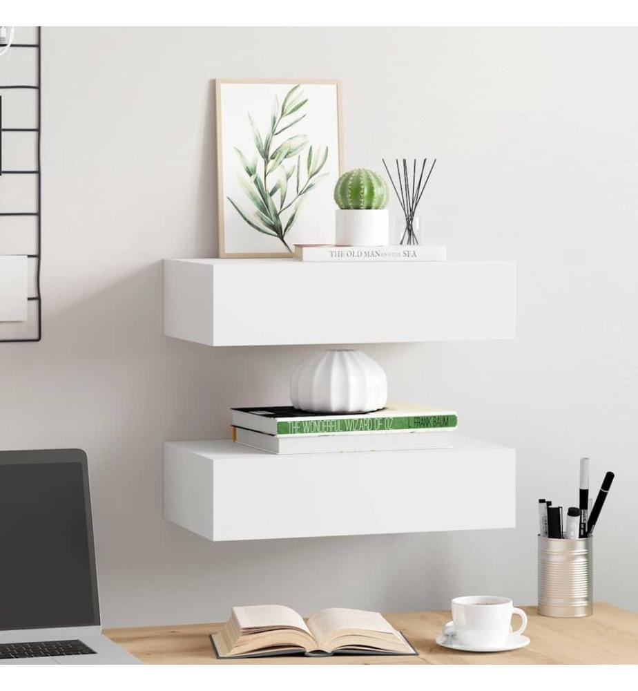 Wandregale mit Schubladen 2 Stk. Weiss 40x23,5x10 cm MDF