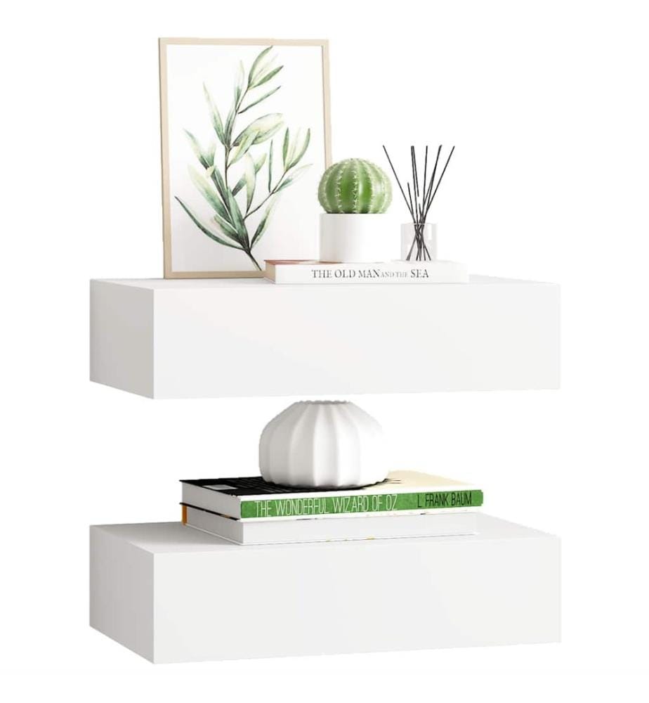 Wandregale mit Schubladen 2 Stk. Weiss 40x23,5x10 cm MDF