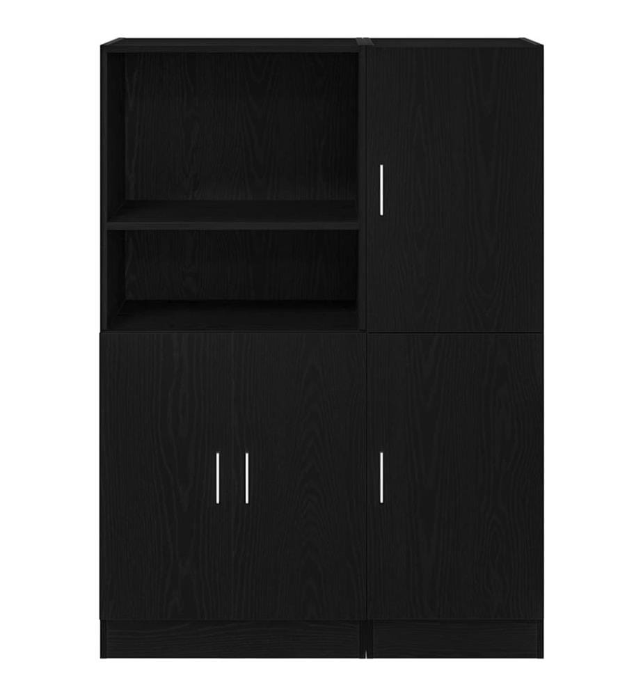 2-tlg. Küchenschrank-Set Schwarz Holzwerkstoff