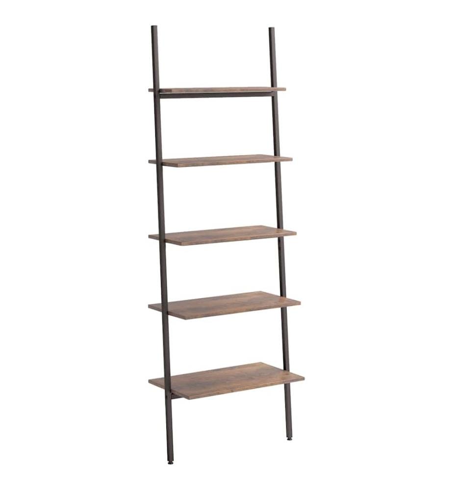 Leiterregal mit 5 Böden Dunkelbraun und Schwarz 64x34x185,5 cm